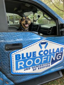 Truck with the Blue Roofing Logo - Roof Repair Services Sarasota, FL