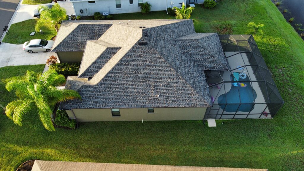 Birds Eye View of a Residential roof.